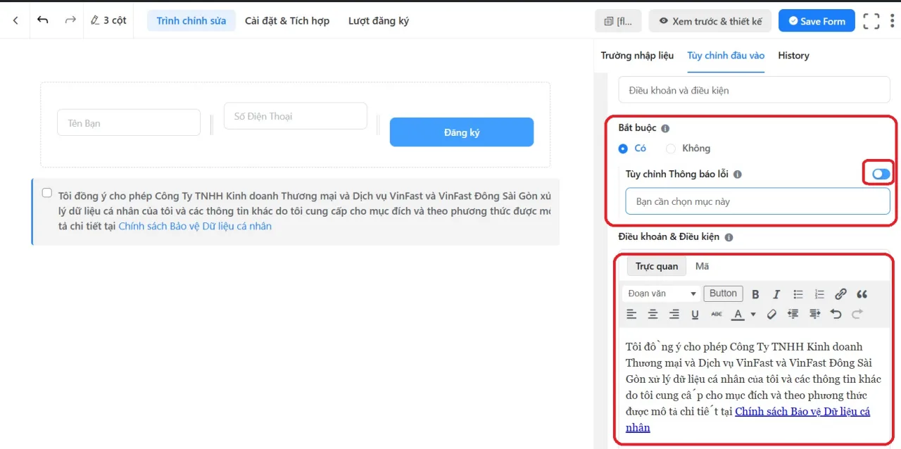 Thêm Điều Khoản Và Điều Kiện Vào Fluent Form 3