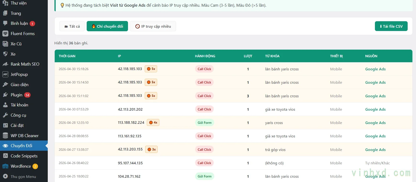 Theo Dõi Chuyển Đổi Và IP Đáng Ngờ Từ Google Ads Trực Tiếp Trên Website 5