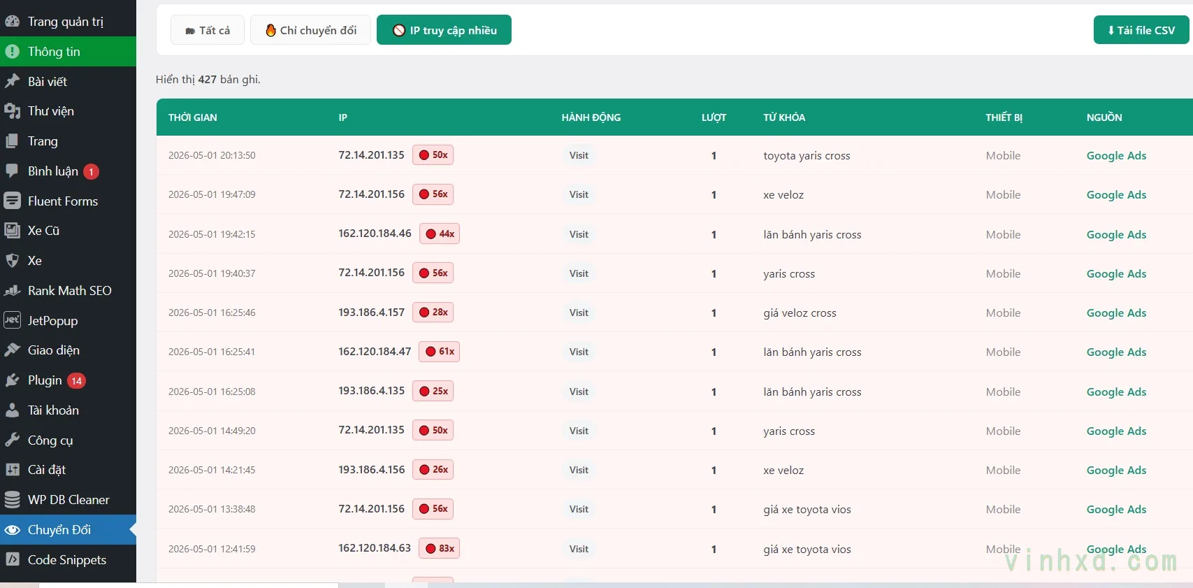 Theo Dõi Chuyển Đổi Và IP Đáng Ngờ Từ Google Ads Trực Tiếp Trên Website 6