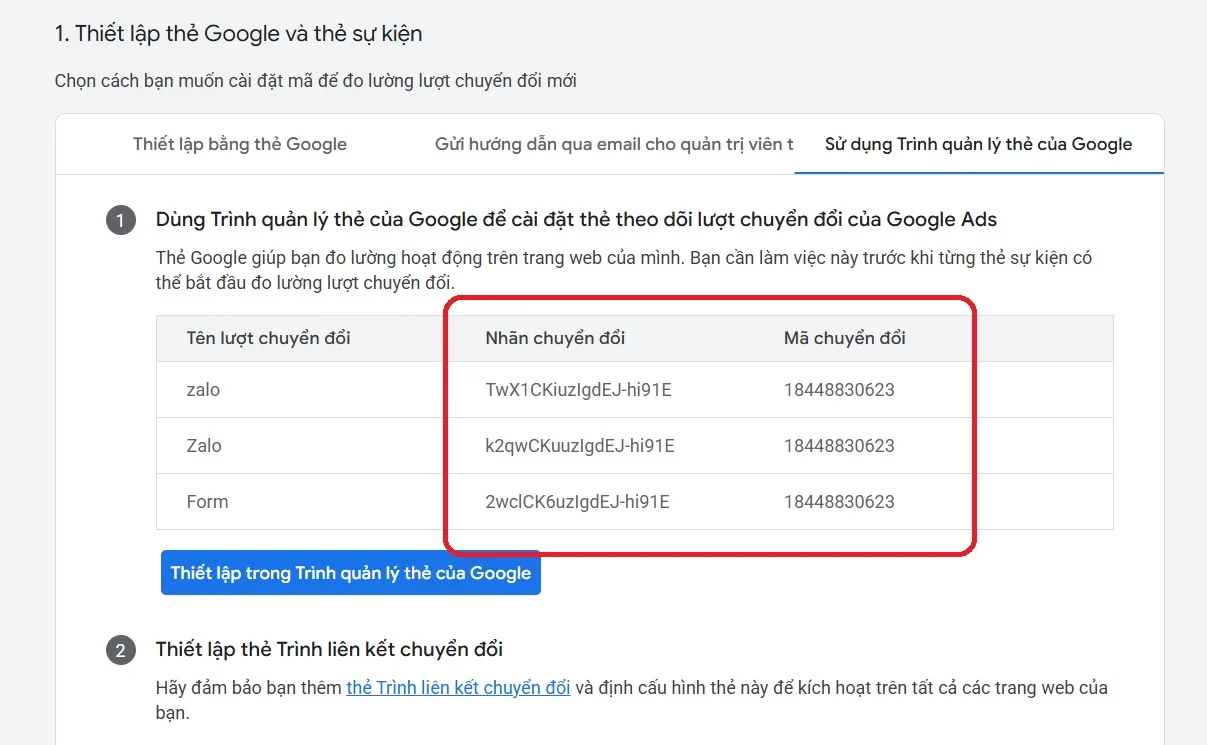 Thiết Lập Theo Dõi Chuyển Đổi Trên Google Ads : Gọi Điện, Zalo và Gửi Form 7