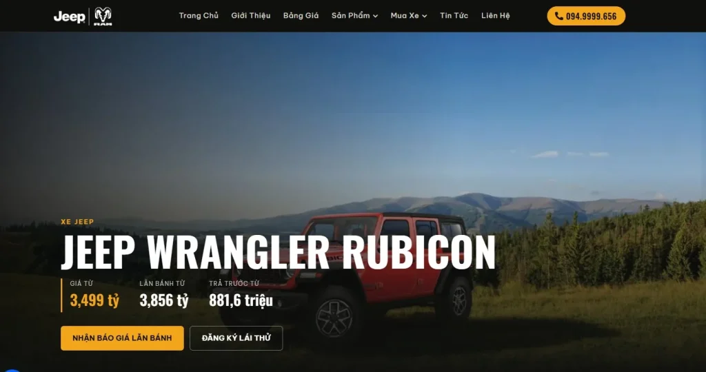 Trang xe Jeep Wrangler Rubicon